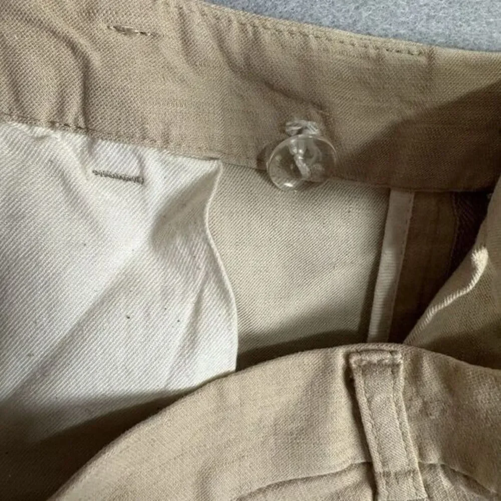 Tomorrowland High Rise Tapered Trousers Size 6 40 IT Tan Ankle Crop Linen Cotton